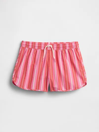 Gap Factory Kids Stripe Poplin Pull-on Shorts In Pink