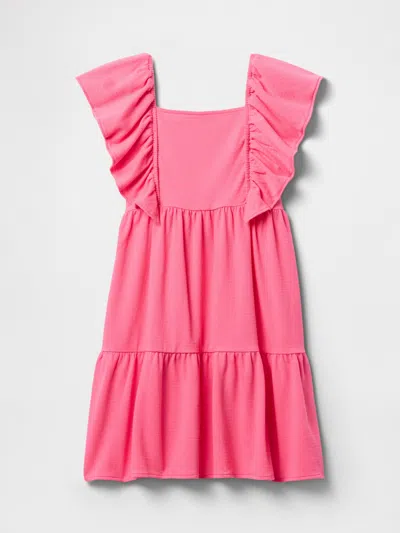 Gap Factory Kids Textured Flutter Sleeve Dress In Pink