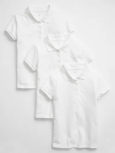 Gap Factory Kids Uniform Stretch Pique Polo Shirt Shirt (3-pack) In White
