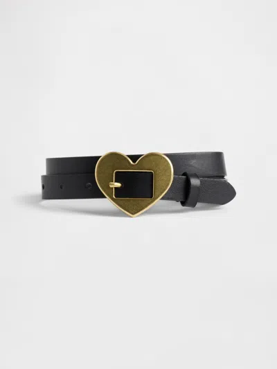 Gap Factory Kids Vegan-leather Heart Belt In Black
