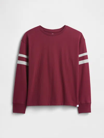 Gap Factory Kids Vintage Soft Relaxed Varsity T-shirt In Burgundy