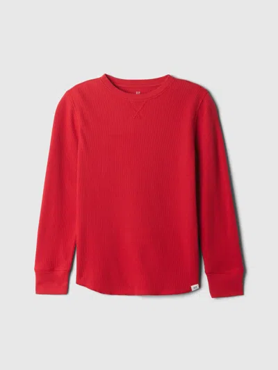 Gap Factory Kids Waffle-knit Crewneck T-shirt In Red