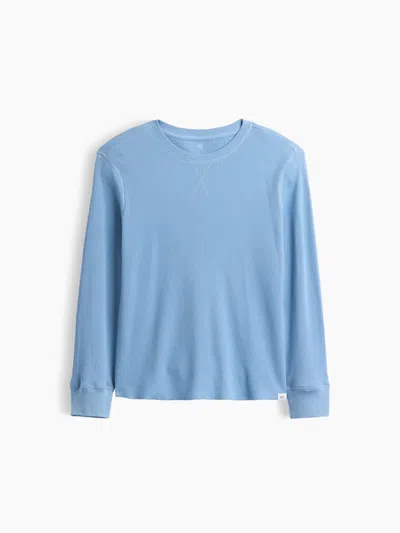 Gap Factory Kids Waffle-knit Crewneck T-shirt In Blue Suede