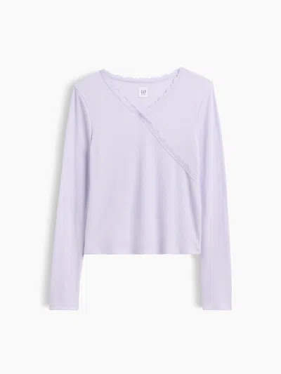 Gap Factory Kids Waffle-knit Faux-wrap Top In Purple
