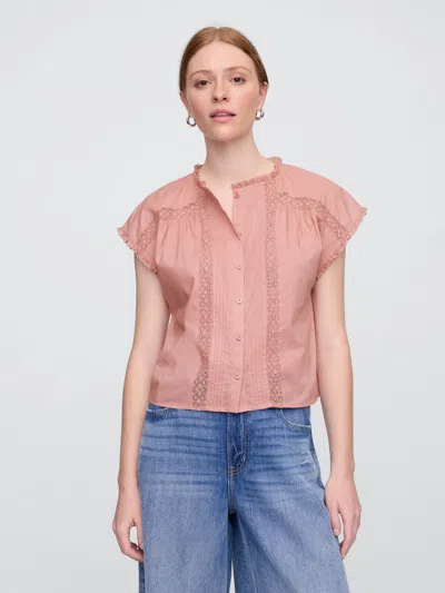Gap Factory Lace Ruffle Top In Pink