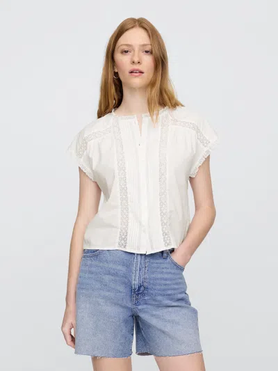 Gap Factory Lace Ruffle Top In White
