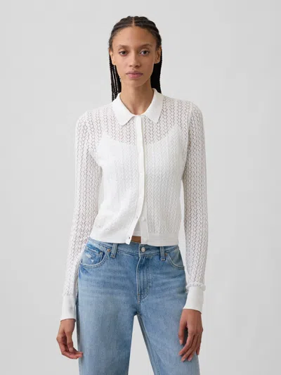 Gap Factory Lace-stitch Collared Cardigan