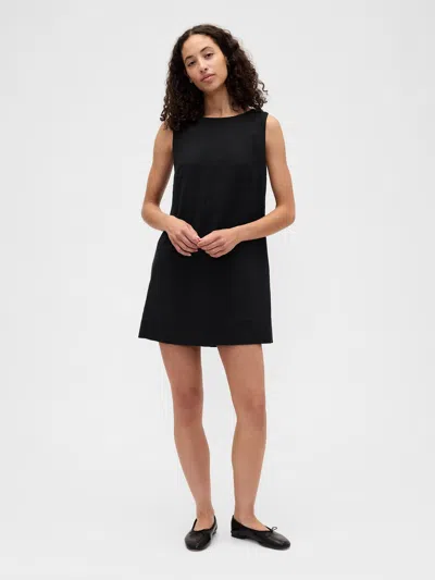 Gap Factory Linen-blend Apron Mini Dress In Black