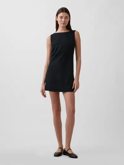 Gap Factory Linen-blend Apron Mini Dress In Black