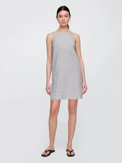 Gap Factory Linen-blend Apron Mini Dress In Gray