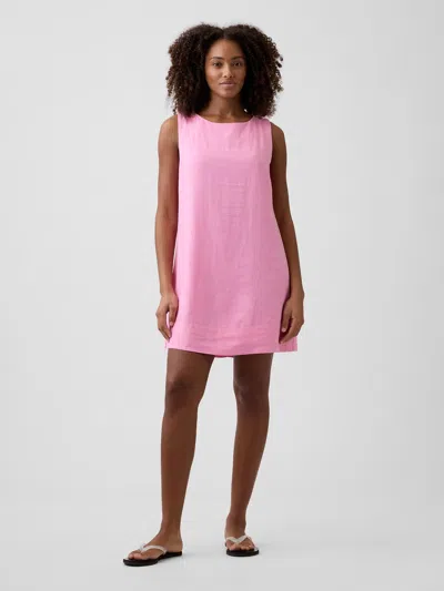 Gap Factory Linen-blend Apron Mini Dress In Pink