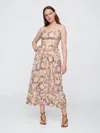 Gap Factory Linen-blend Dip-waist Midi Dress In Multi