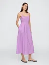 Gap Factory Linen-blend Dip-waist Midi Dress In Purple
