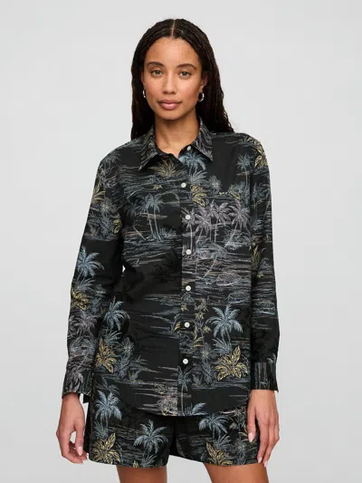 Gap Factory Linen-blend Easy Shirt In Black