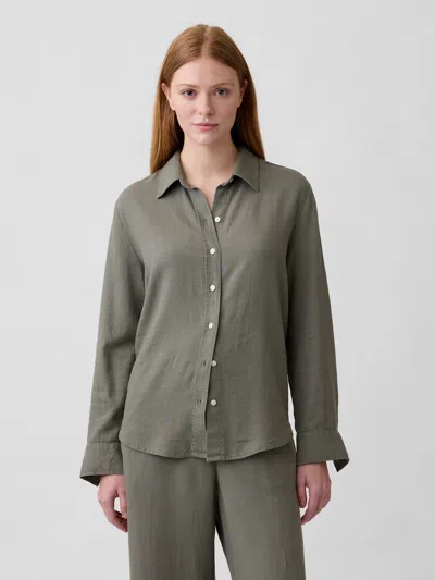Gap Factory Linen-blend Easy Shirt In Green