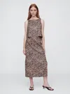 Gap Factory Linen-blend Maxi Slip Skirt In Animal Print