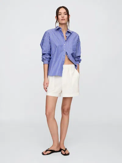 Gap Factory Linen-blend Pleated Shorts In Multi