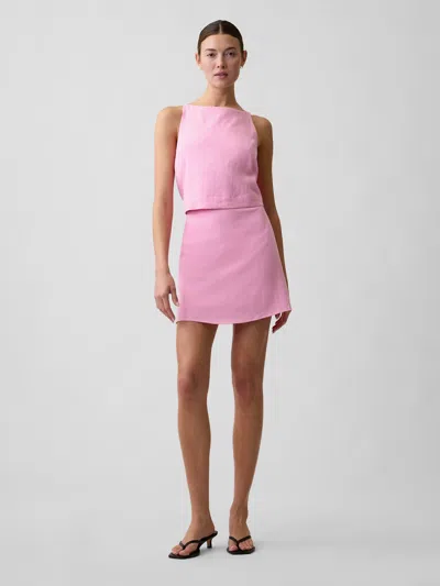 Gap Factory Linen-blend Pull-on Mini Skirt In Pink