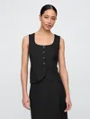 Gap Factory Linen-blend Scoopneck Vest In Black