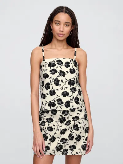 Gap Factory Linen-blend Squareneck Top In Black