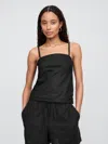 Gap Factory Linen-blend Squareneck Top In Black