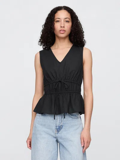 Gap Factory Linen-blend V-neck Top In Black