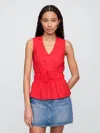 Gap Factory Linen-blend V-neck Top In Red