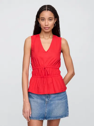 Gap Factory Linen-blend V-neck Top In Red
