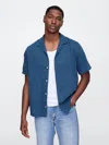 Gap Factory Linen-blend Vacay Shirt In Standard Fit In Blue