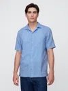 Gap Factory Linen-blend Vacay Shirt In Standard Fit In Blue