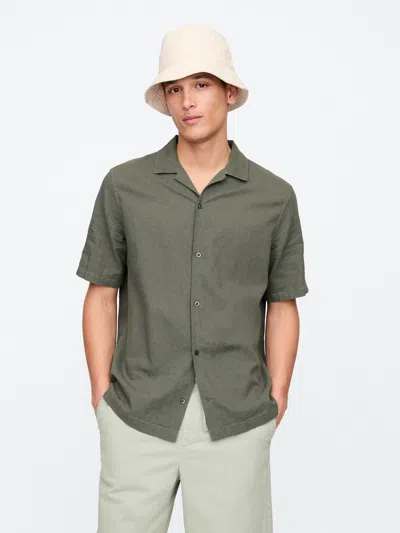 Gap Factory Linen-blend Vacay Shirt In Standard Fit In Green