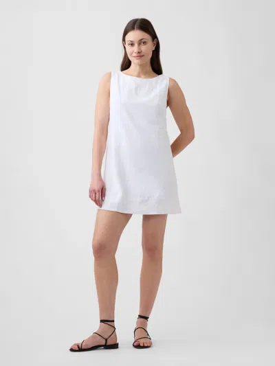 Gap Factory Linen-blend Apron Mini Dress In White
