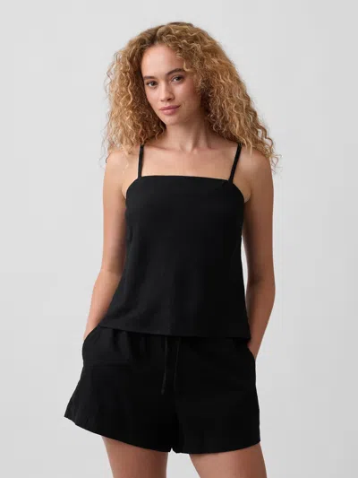 Gap Factory Linen-blend Bias-cut Top In Black