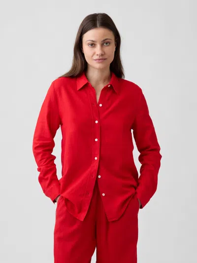 Gap Factory Linen-blend Easy Shirt In Red