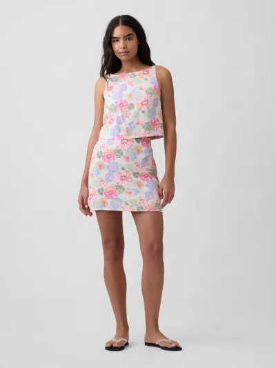Gap Factory Linen-blend Pull-on Mini Skirt In Multi
