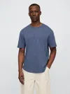 Gap Factory Lived-in Relaxed Curved Hem Henley T-shirt In Blue