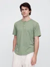 Gap Factory Lived-in Relaxed Curved Hem Henley T-shirt In Multi