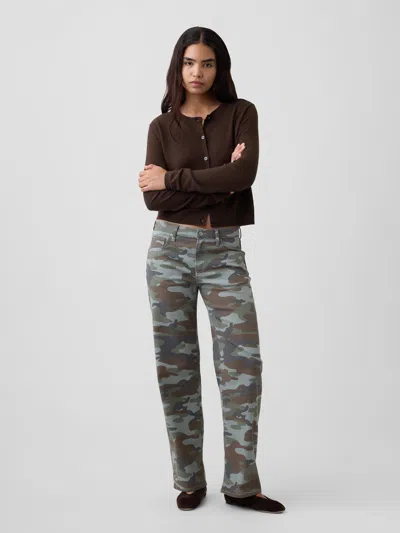 Gap Factory Low Rise Print '90s Loose Jeans In Olive Camo