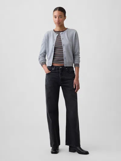 Gap Factory Low Slung Relaxed Straight Jeans In Washed Black