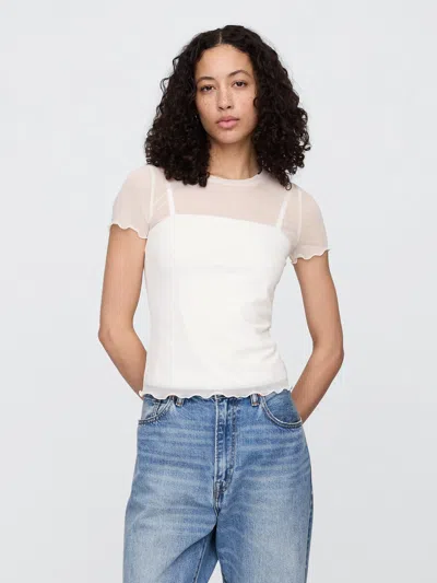 Gap Factory Mesh Crewneck T-shirt In White