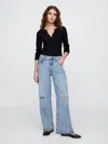 Gap Factory Mid Rise Destructed '90s Loose Jeans In Brown