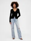 Gap Factory Mid Rise Destructed Relaxed Straight Jeans In White