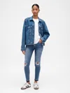 Gap Factory Mid Rise Destructed Universal Skinny Jeans In Blue