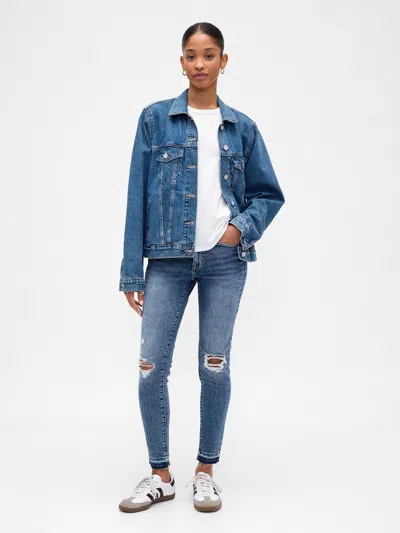 Gap Factory Mid Rise Destructed Universal Skinny Jeans In Blue