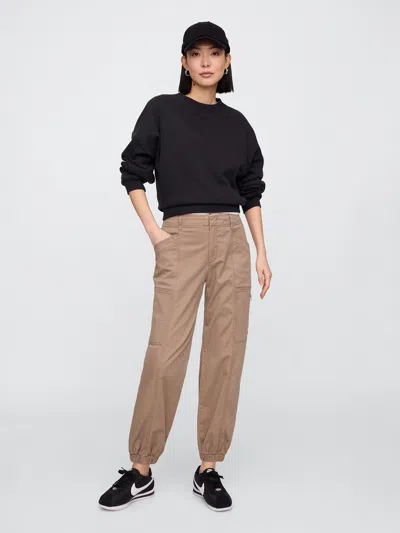 Gap Factory Mid Rise Downtown Khaki Cargo Joggers In Brown