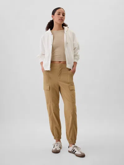 Gap Factory Mid Rise Downtown Khaki Cargo Joggers In Brown