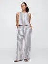 Gap Factory Mid Rise Linen-blend Pull-on Wide-leg Pants In Multi