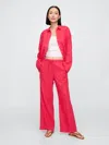 Gap Factory Mid Rise Linen-blend Pull-on Wide-leg Pants In Pink