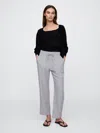 Gap Factory Mid Rise Linen-blend Stripe Easy Pants In Black