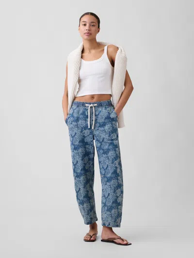 Gap Factory Mid Rise Print Pull-on Barrel Jeans